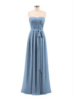 Chiffon Strapless Bridesmaid Gown with Sash Clearance