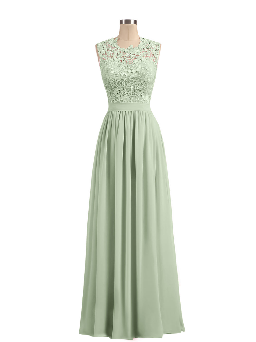 Dusty Sage Plus Size Lace Bodice Chiffon Bridesmaid Dress BABARONI Illusion Neck Formal Gown for Wedding Party Dusty Sage Plus Size Lace Bodice Chiffon Bridesmaid Dress BABARONI Illusion Neck Formal Gown for Wedding Party