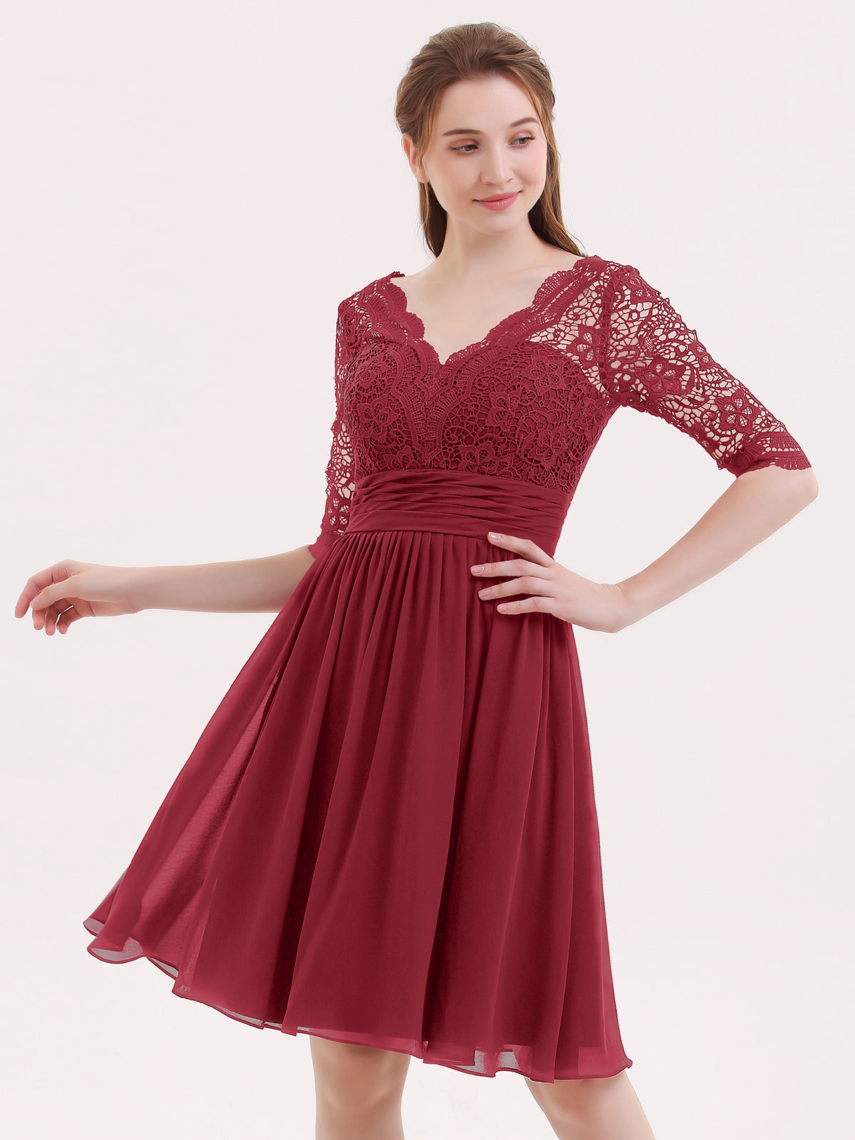A-Line V-neck Floor-length Dress With Silt Coral Plus Size main image 0