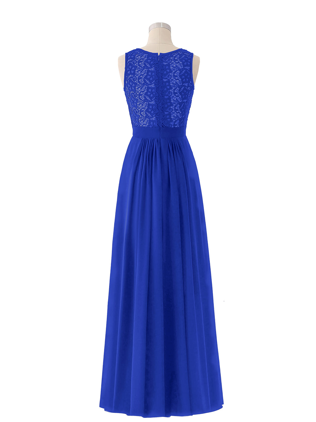 BABARONI Lace and Chiffon Dress with Zipper Back Royal Blue Plus Size, Royal Blue / US18