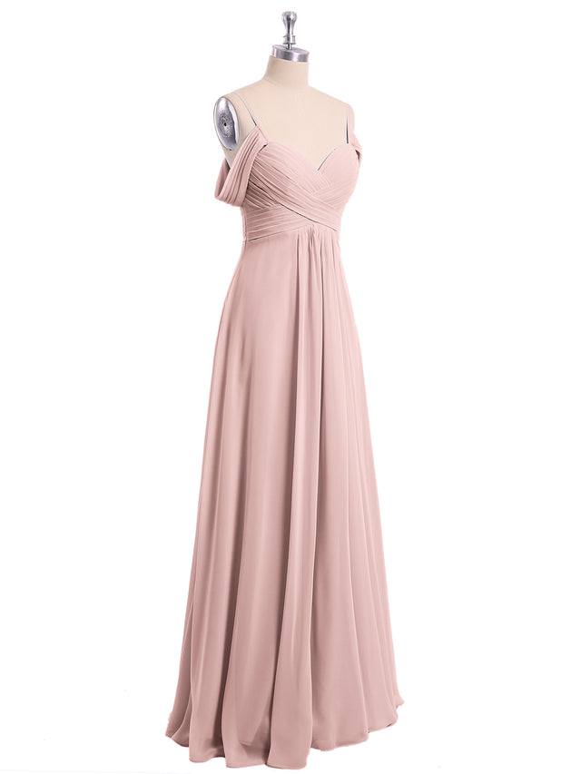 Off the Shoulder Spaghetti Strap Chiffon Gowns Papaya main image 0