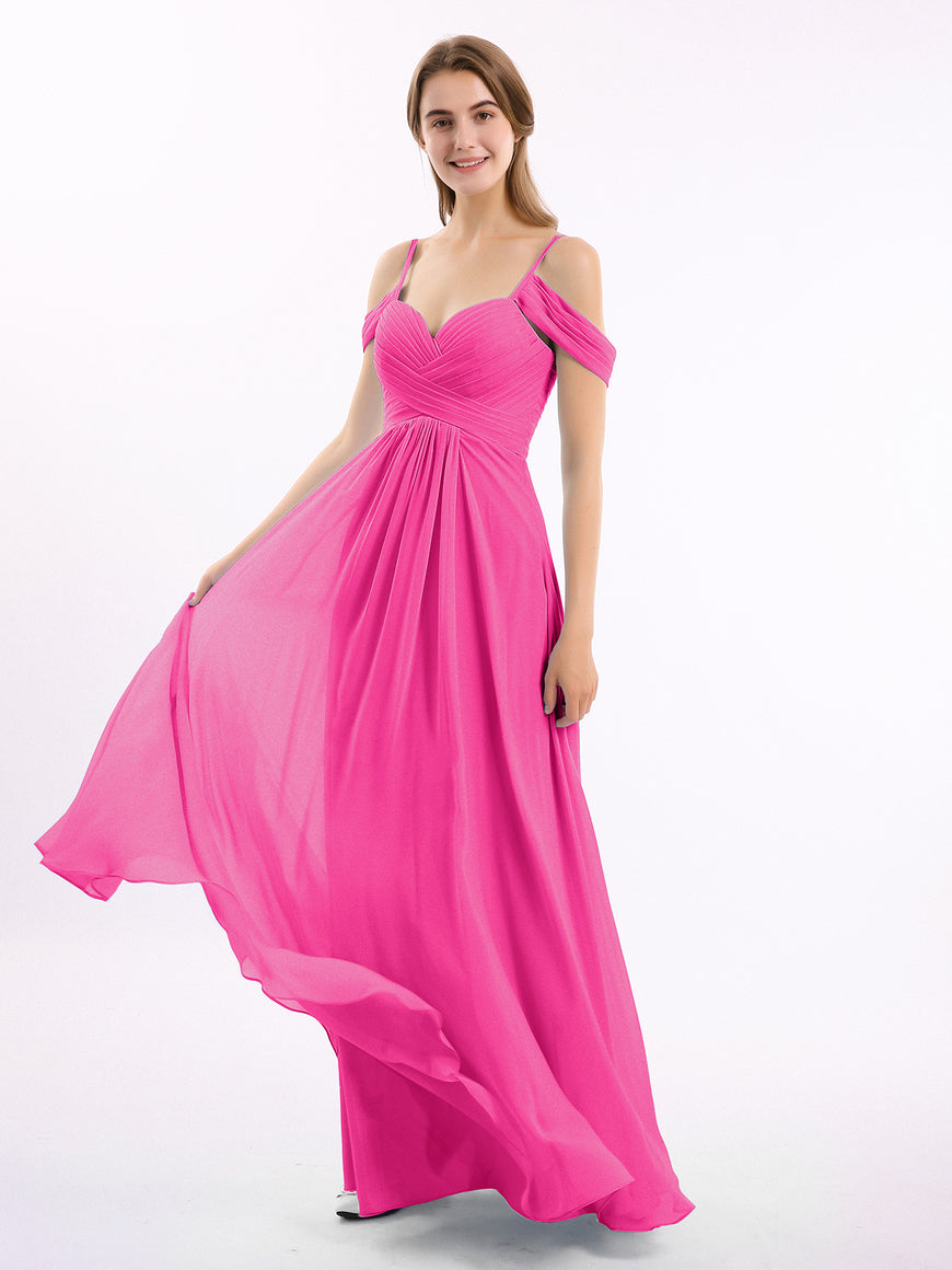 Off the Shoulder Spaghetti Strap Chiffon Gowns Dark Navy Plus Size main image 1