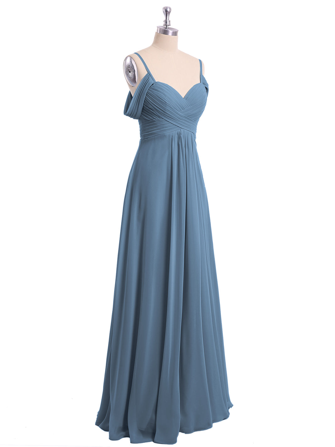 Spaghetti Strap Chiffon Dresses Slate Blue Plus Size main image 1