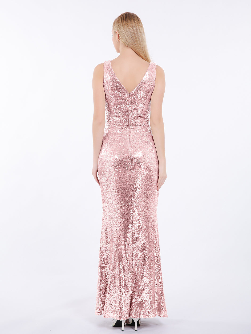princess polly baby blue dress Lovely Matte Rose Gold Dress - Maxi Dress - Sequin Dress