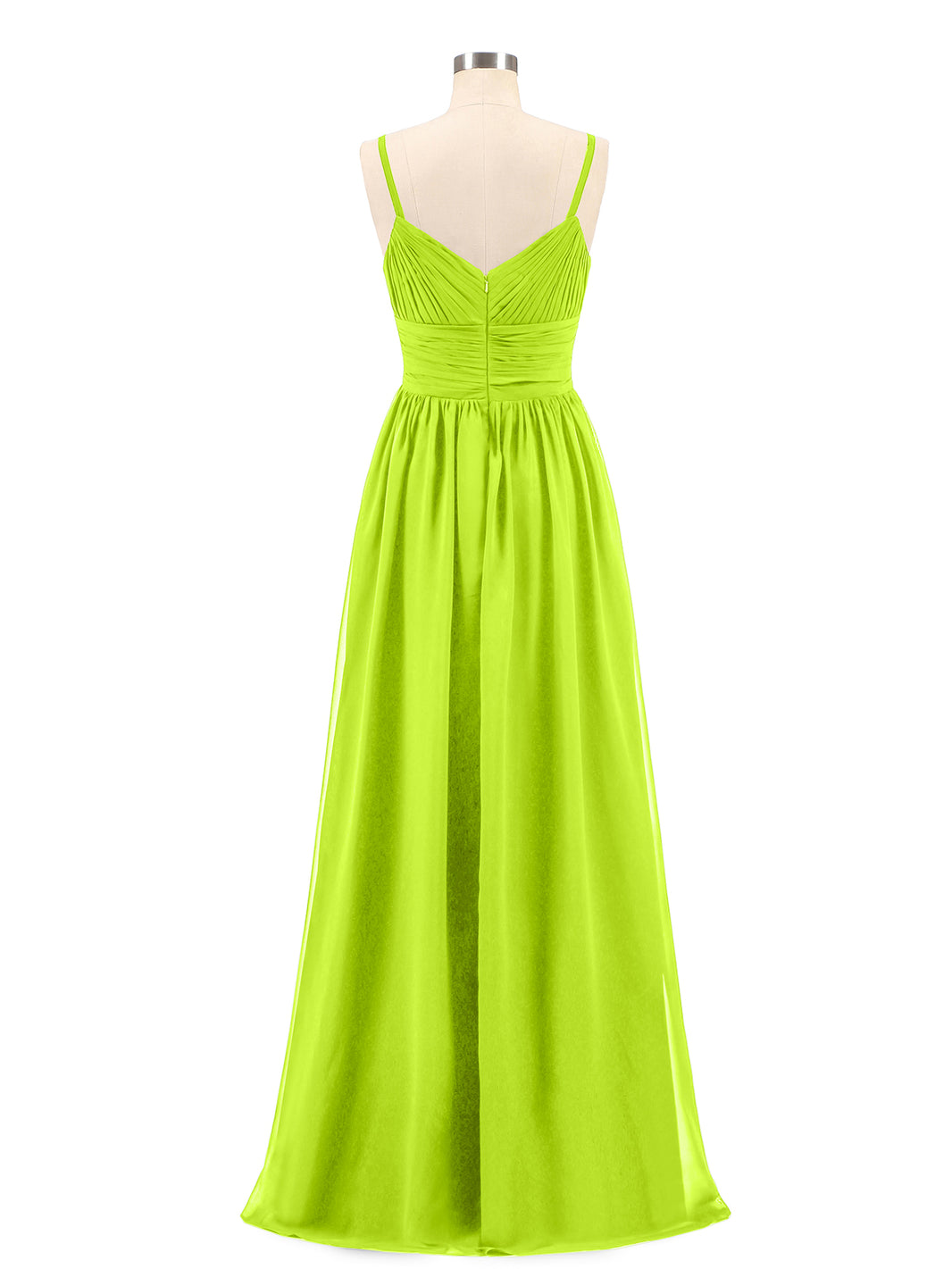 BABARONI Spaghestti Strap Chiffon Maxi Gowns Lime Green, Lime Green / US0
