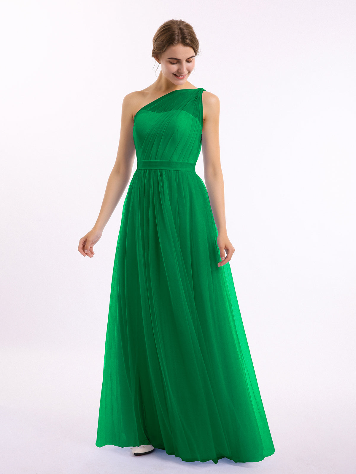 BABARONI One Shoulder Mesh Wedding Party Bridesmaid Gown Emerald, Emerald / US0 BABARONI One Shoulder Mesh Wedding Party Bridesmaid Gown Emerald, Emerald / US0