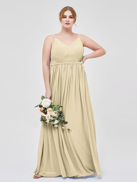 BABARONI Double Strap Chiffon Bridesmaid Dresses Champagne, Champagne / US0 BABARONI Double Strap Chiffon Bridesmaid Dresses Champagne, Champagne / US0
