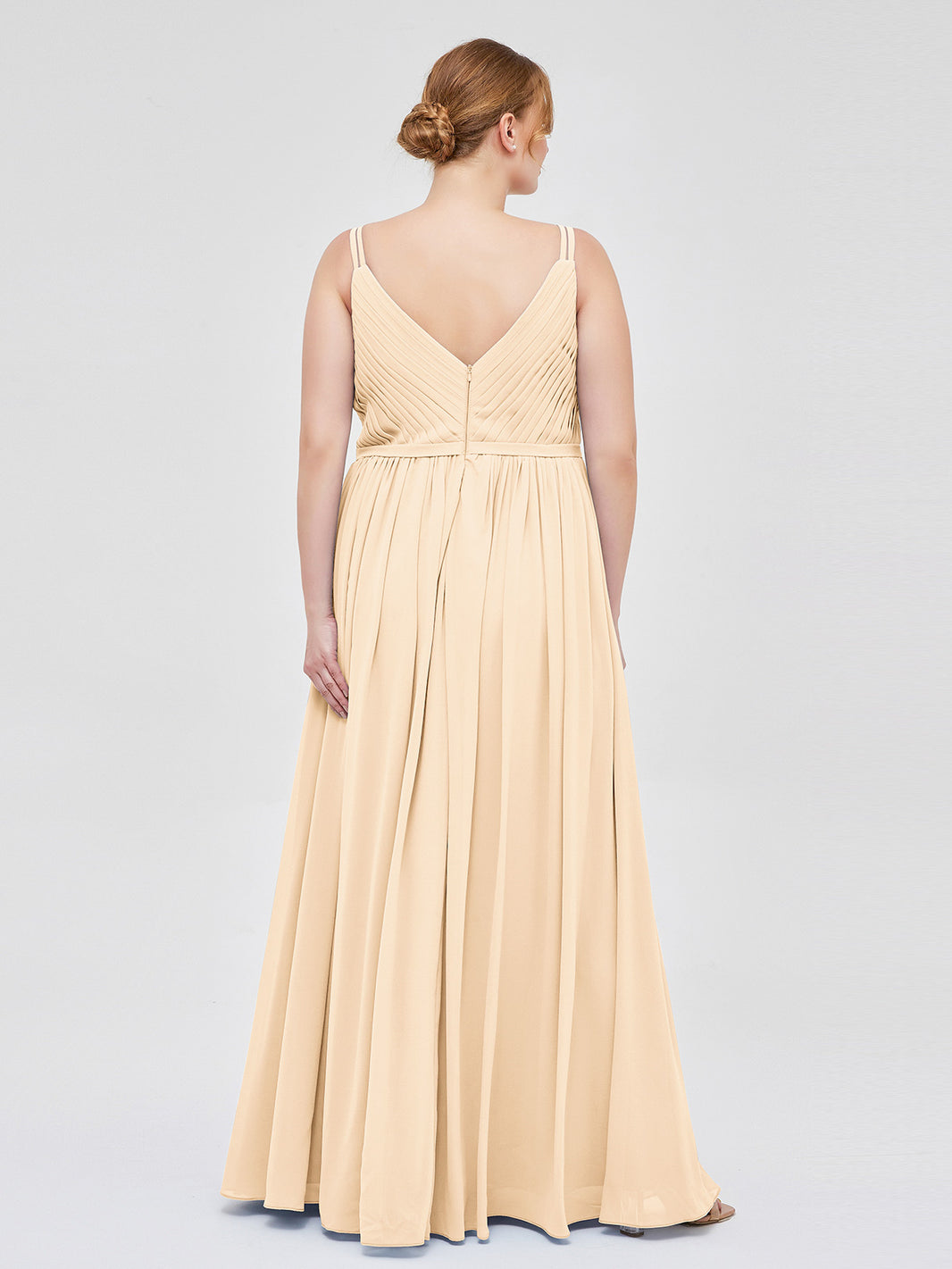 Annabelle Double Strap Chiffon Bridesmaid Dresses Peach | BABARONI