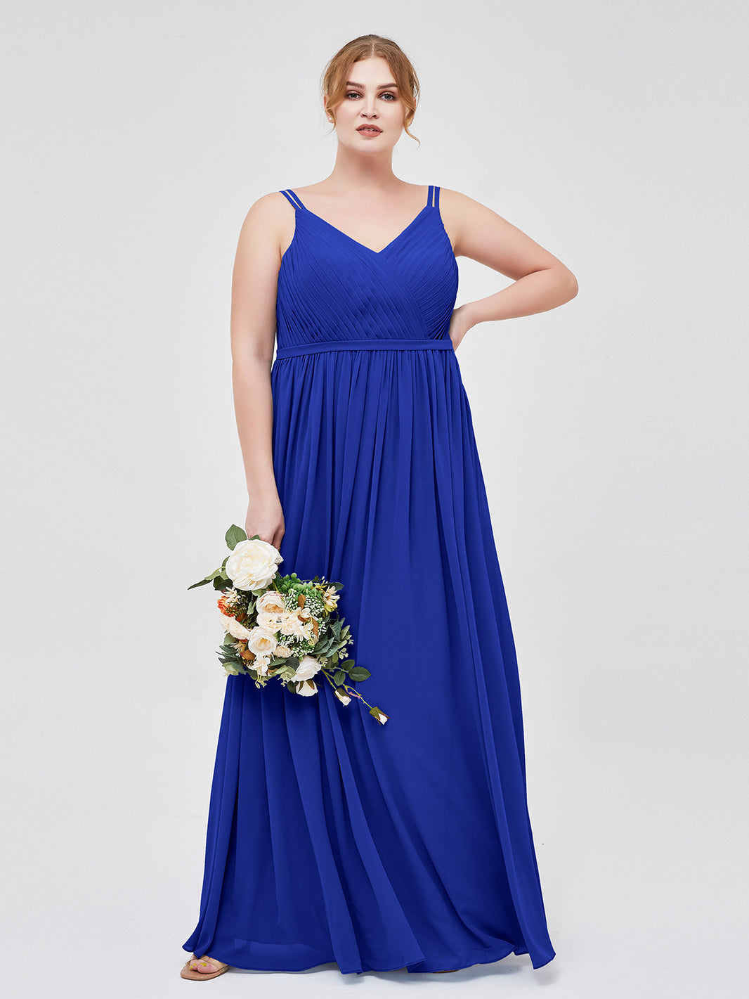 BABARONI Double Strap Chiffon Bridesmaid Dresses Royal Blue, Royal Blue / US0