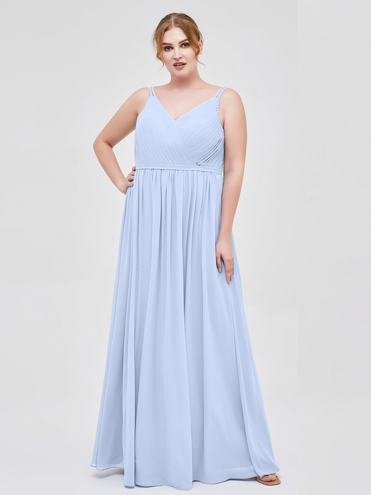 Double Strap Chiffon Bridesmaid Dresses Sky Blue