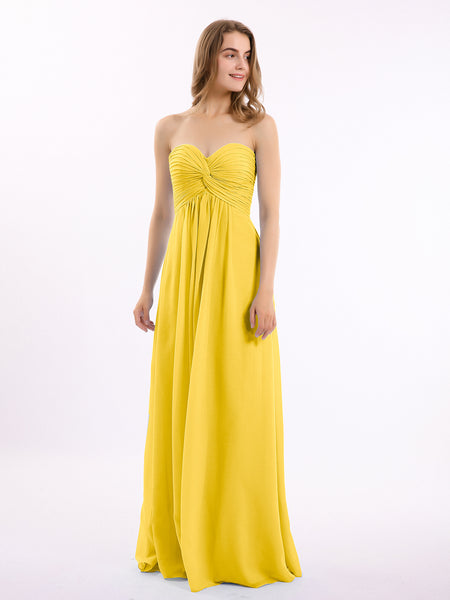 BABARONI Strapless Empire Chiffon Dresses with Sweetheart Marigold, Marigold / US0