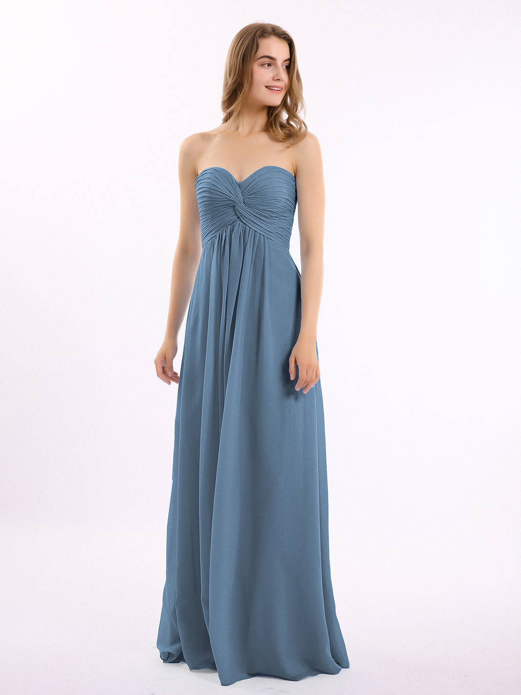 V-Neck Floor-Length Satin Prom Dress Peach Plus Size