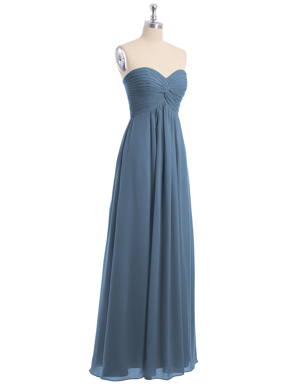 Empire Chiffon Off the shoulder Long Dresses Blue