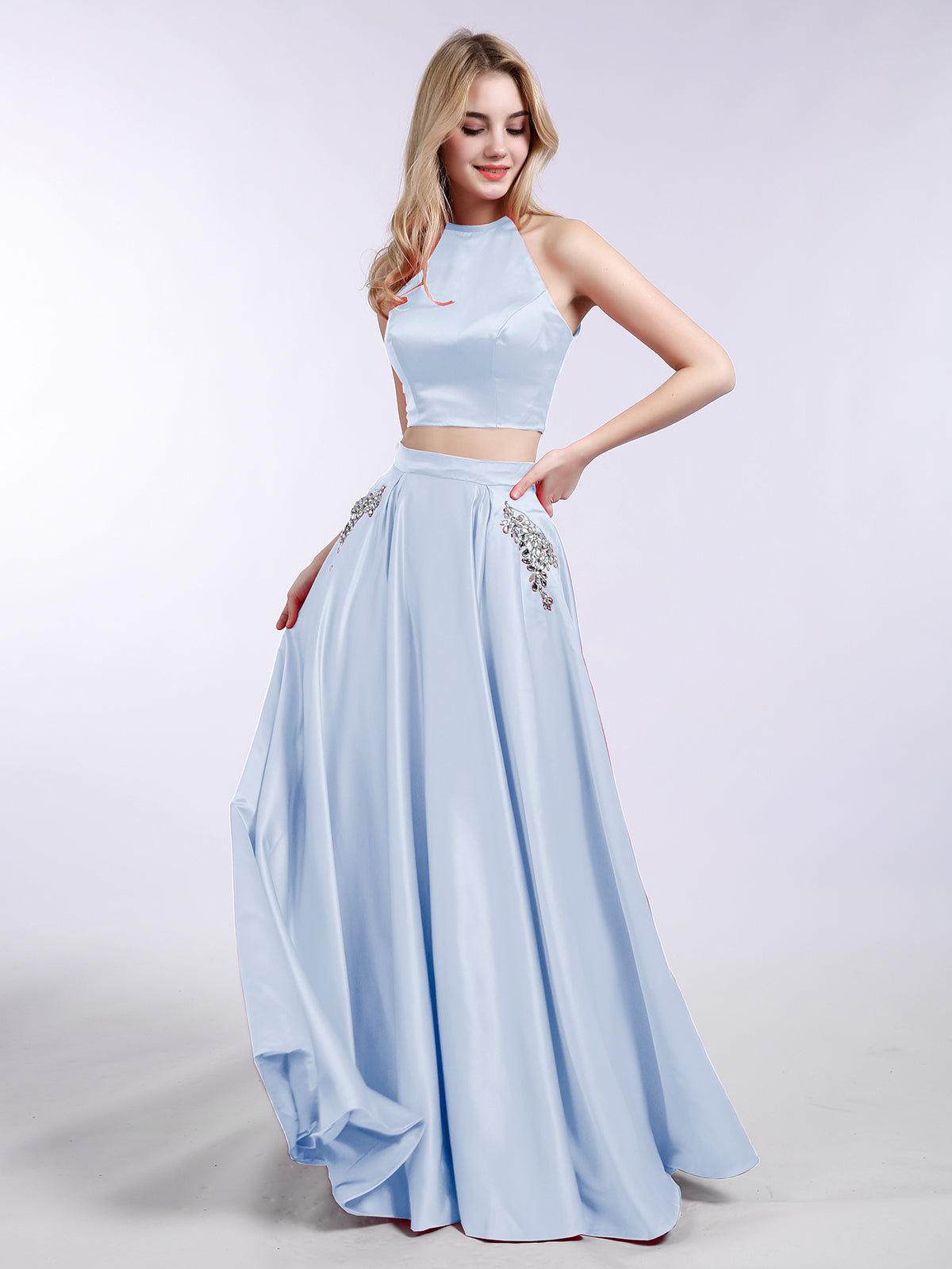 Baby blue 2024 two piece dress