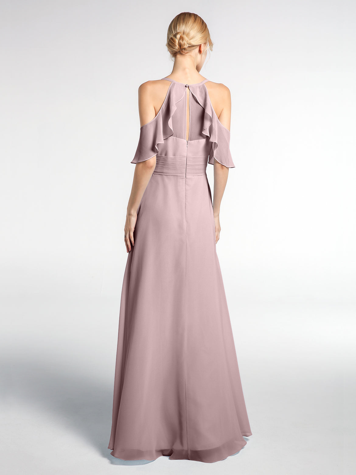 joe brown wedding guest dresses Zapakasa Women Vintage Mauve Tulle A-Line Long Bridesmaid Dress Purple Off  the Shoulder Wedding Guest Dress with Sleeves main image 1
