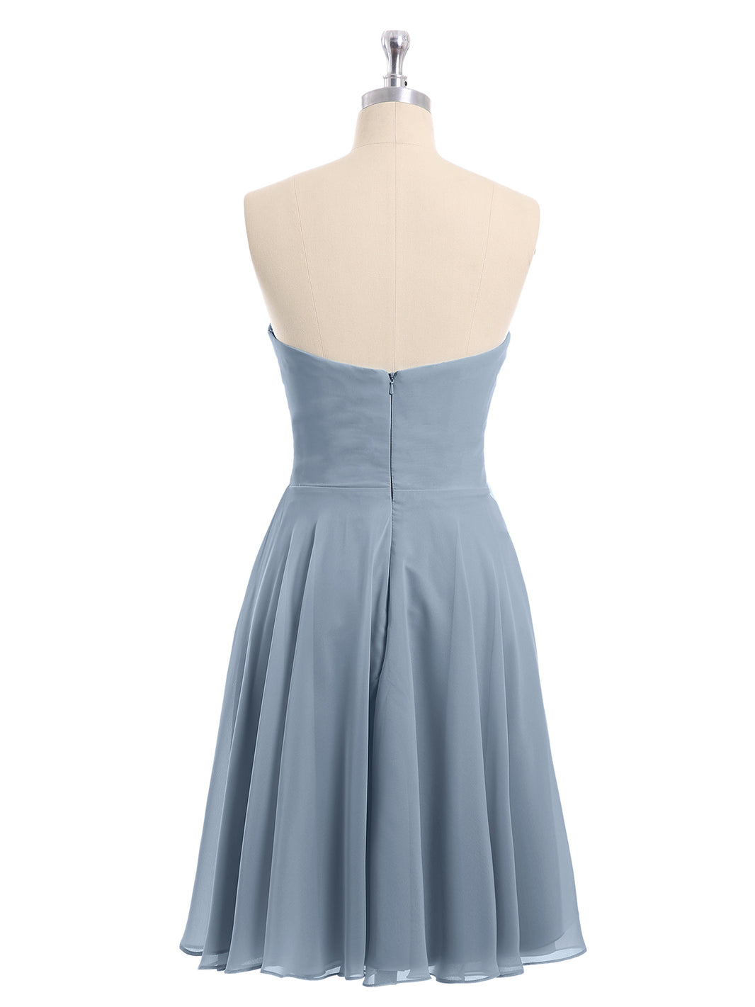 BABARONI Strapless Chiffon Knee Length Bridesmaid Dress Dusty Blue, Dusty Blue / US0 BABARONI Strapless Chiffon Knee Length Bridesmaid Dress Dusty Blue, Dusty Blue / US0