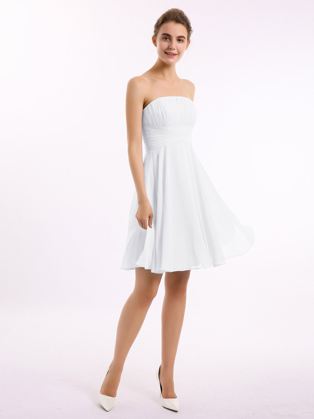 Groom Dresses David's Bridal Strapless Crinkle Chiffon Dress With Cascade Skirt BABARONI Strapless Chiffon Knee Length Groom Dresses David's Bridal Strapless Crinkle Chiffon Dress With Cascade Skirt BABARONI Strapless Chiffon Knee Length