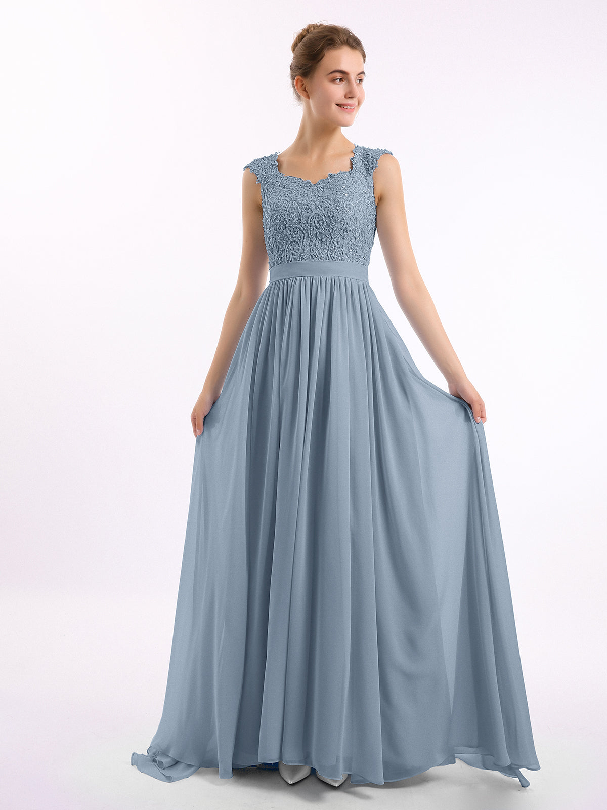 Long Chiffon Dress for Bridesmaid with Bow Regency