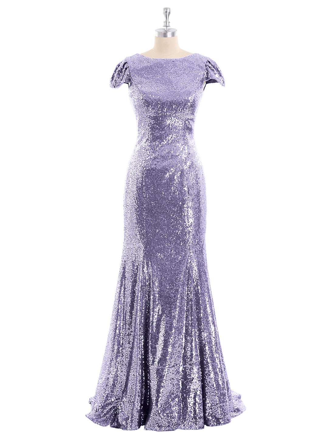BABARONI Sequins Mermaid Dress with Cap Sleeves Lilac, Lilac / US0