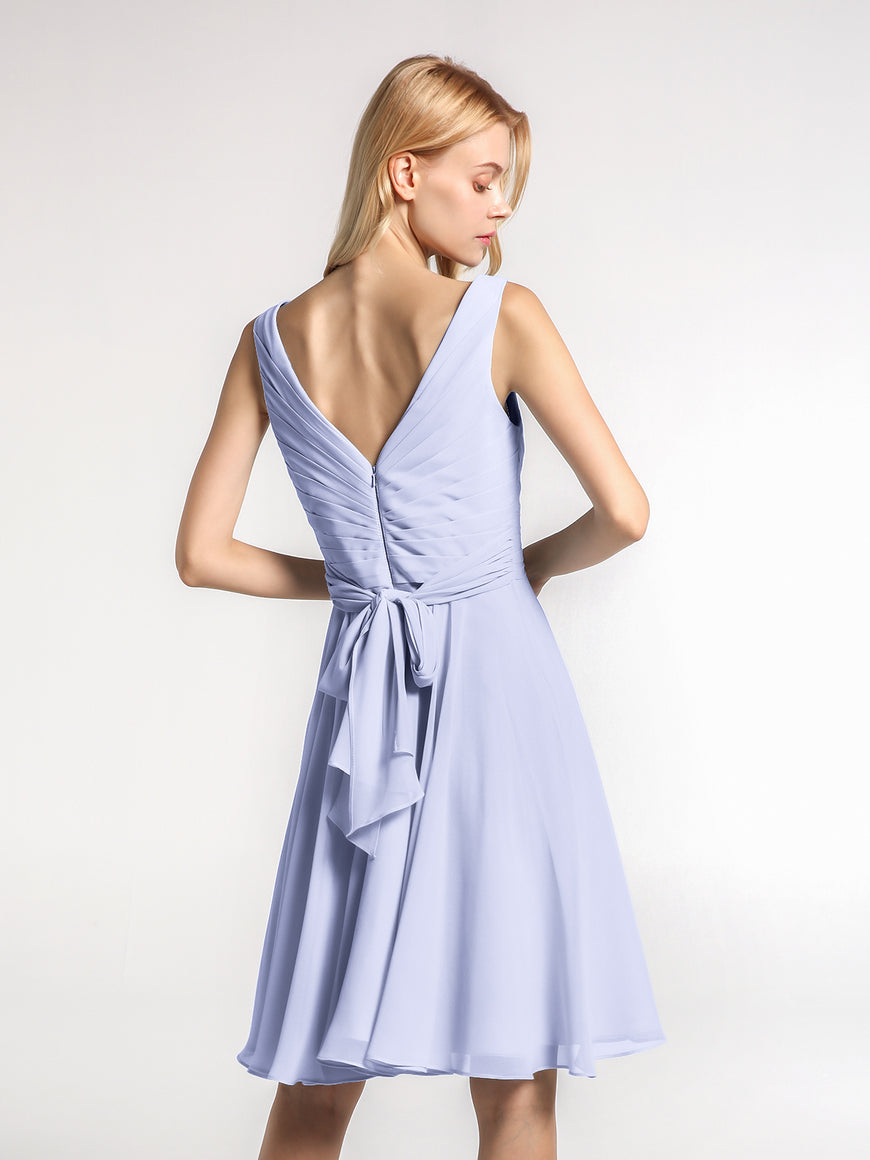 Pleated Bodice Circle Skirt V-neck Mini Dress Pool main image 0