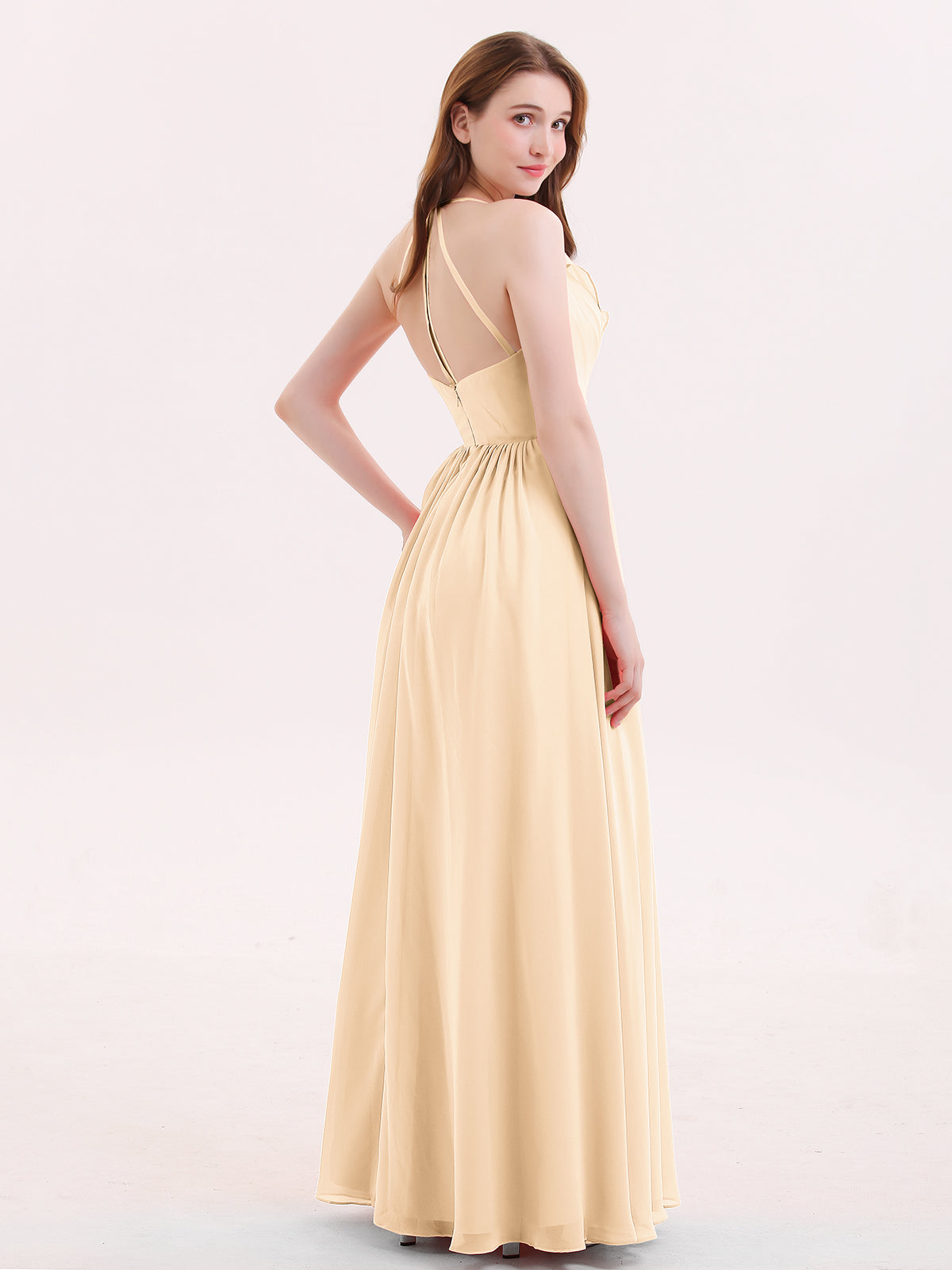 One Shoulder Chiffon Wedding Party Dresses Peach Plus Size