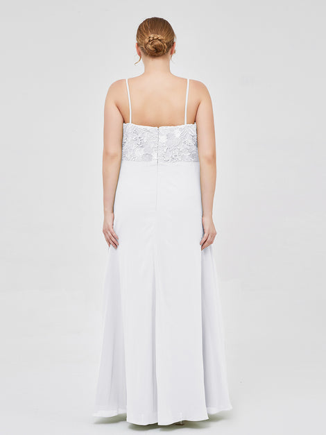Spaghetti Strap V-neck Chiffon Dresses White