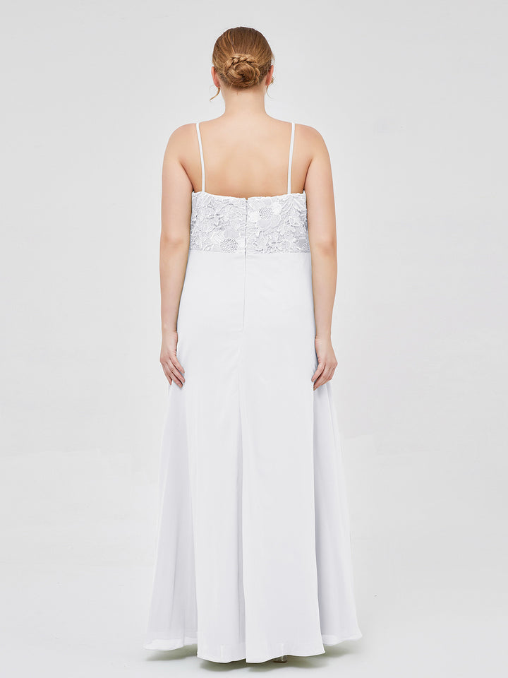 Long Spaghetti Straps Chiffon Dress with Lace Top Cabernet