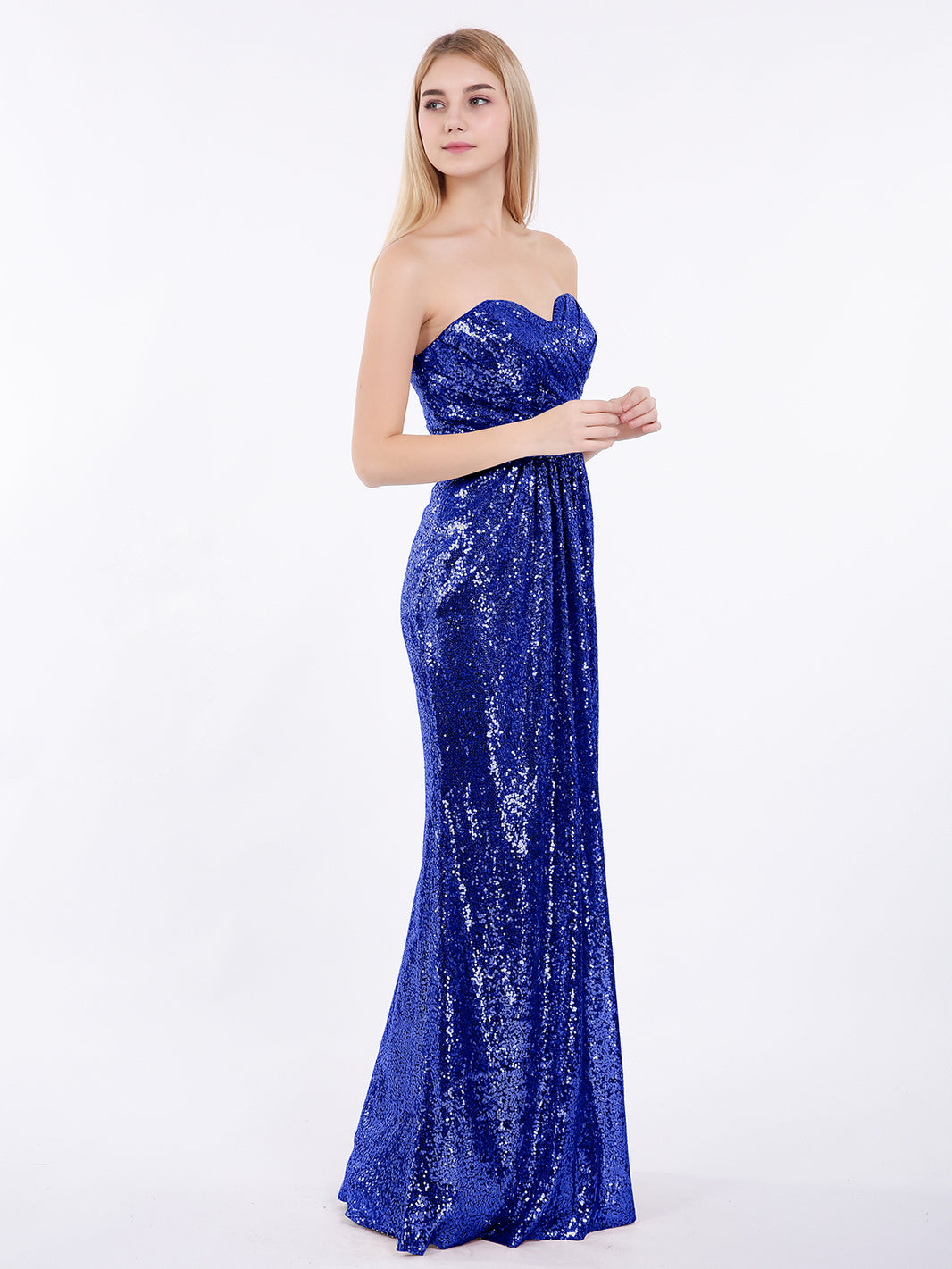 BABARONI Strapless Full Length Sequins Dress Royal Blue, Royal Blue / US0