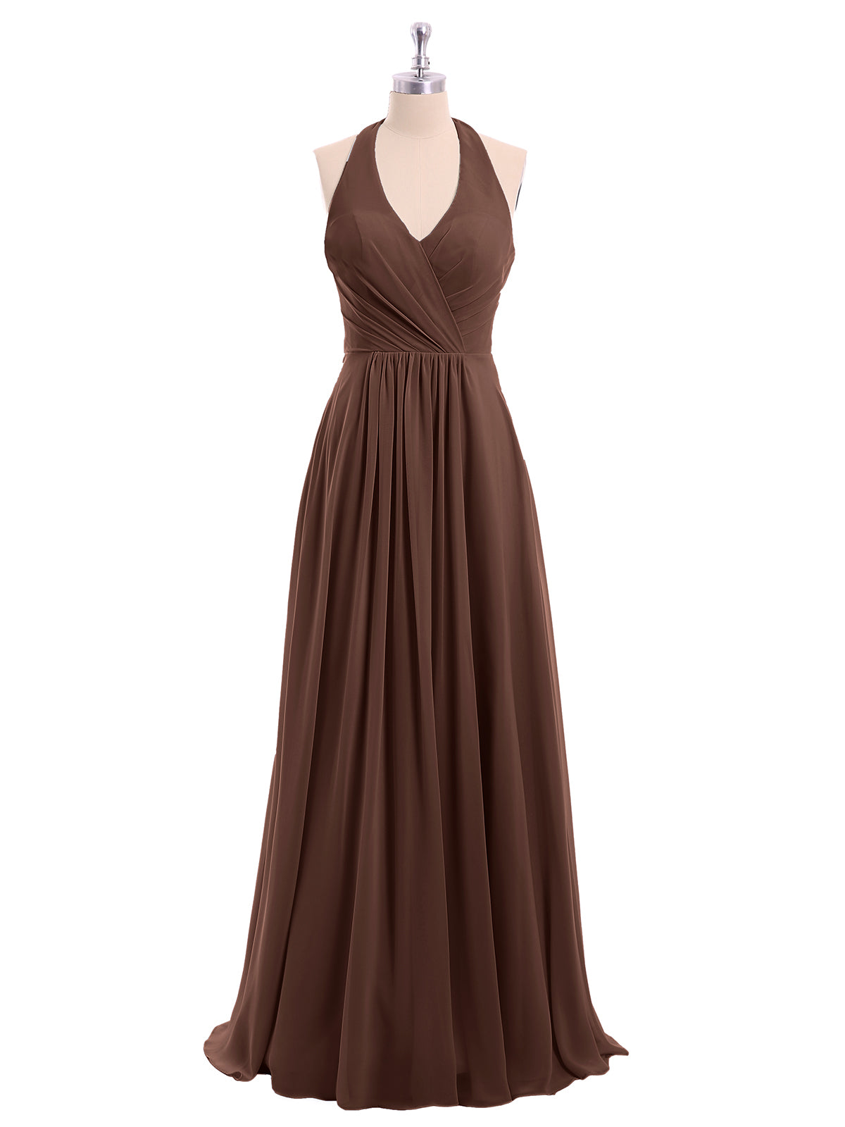 Long Chiffon Dress with V Neck and Bow Straps Sage