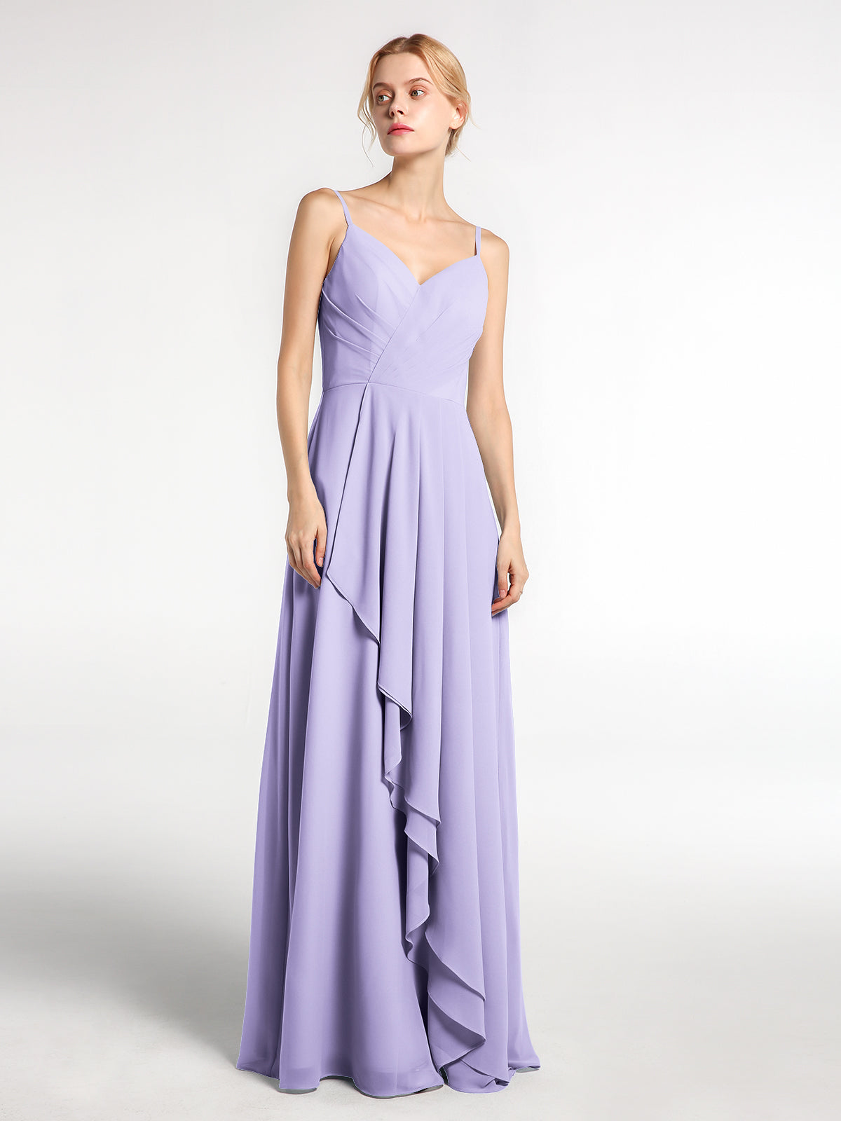 BABARONI Spaghetti Strap Sweetheart Neck Dress with Cascade Lilac Plus Size, Lilac / US18