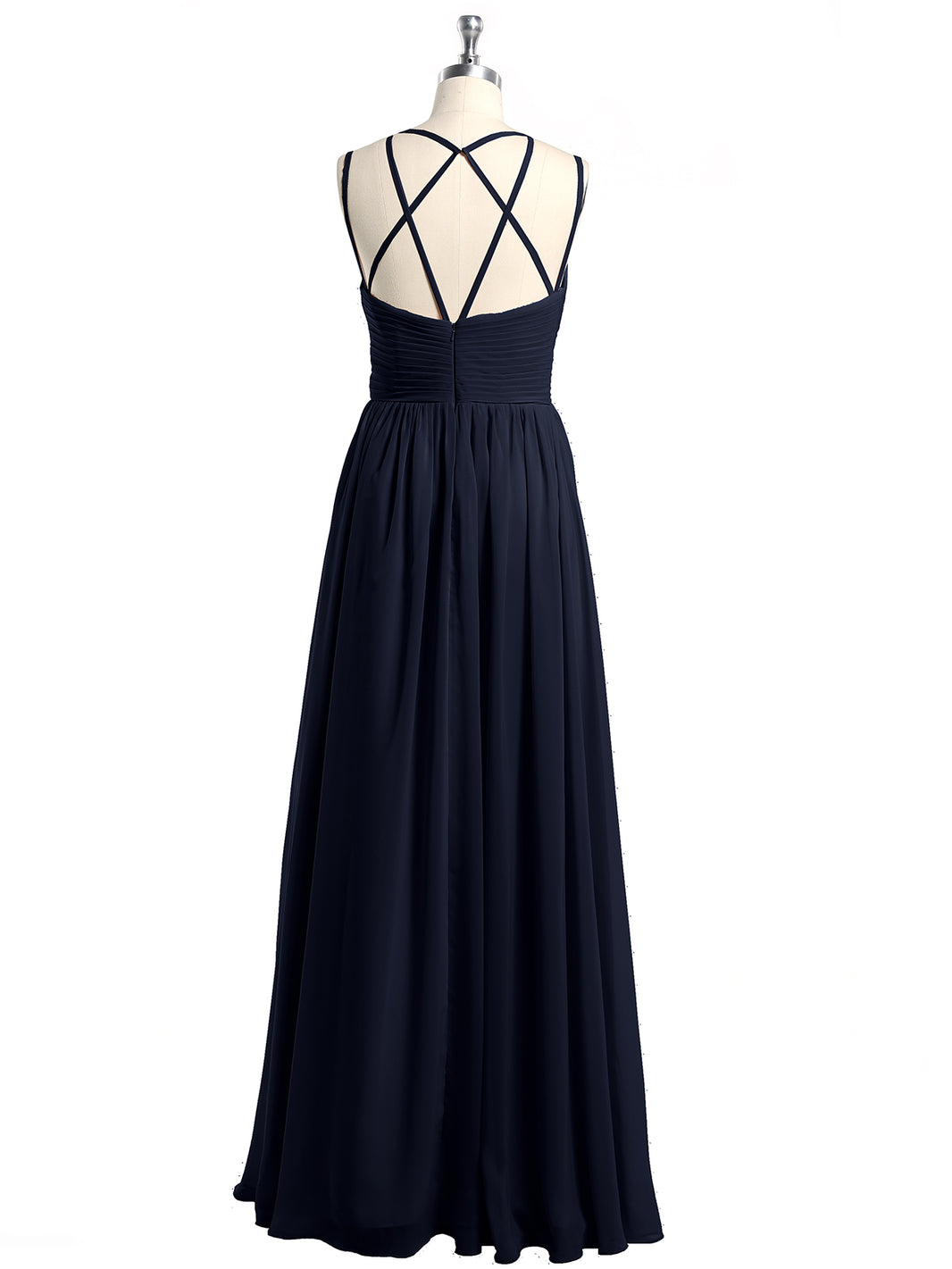 Plus Size Dark Navy Chiffon Bridesmaid Dress - Sweetheart Neck Spaghetti Strap Maxi Gown - BABARONI Plus Size Dark Navy Chiffon Bridesmaid Dress - Sweetheart Neck Spaghetti Strap Maxi Gown - BABARONI