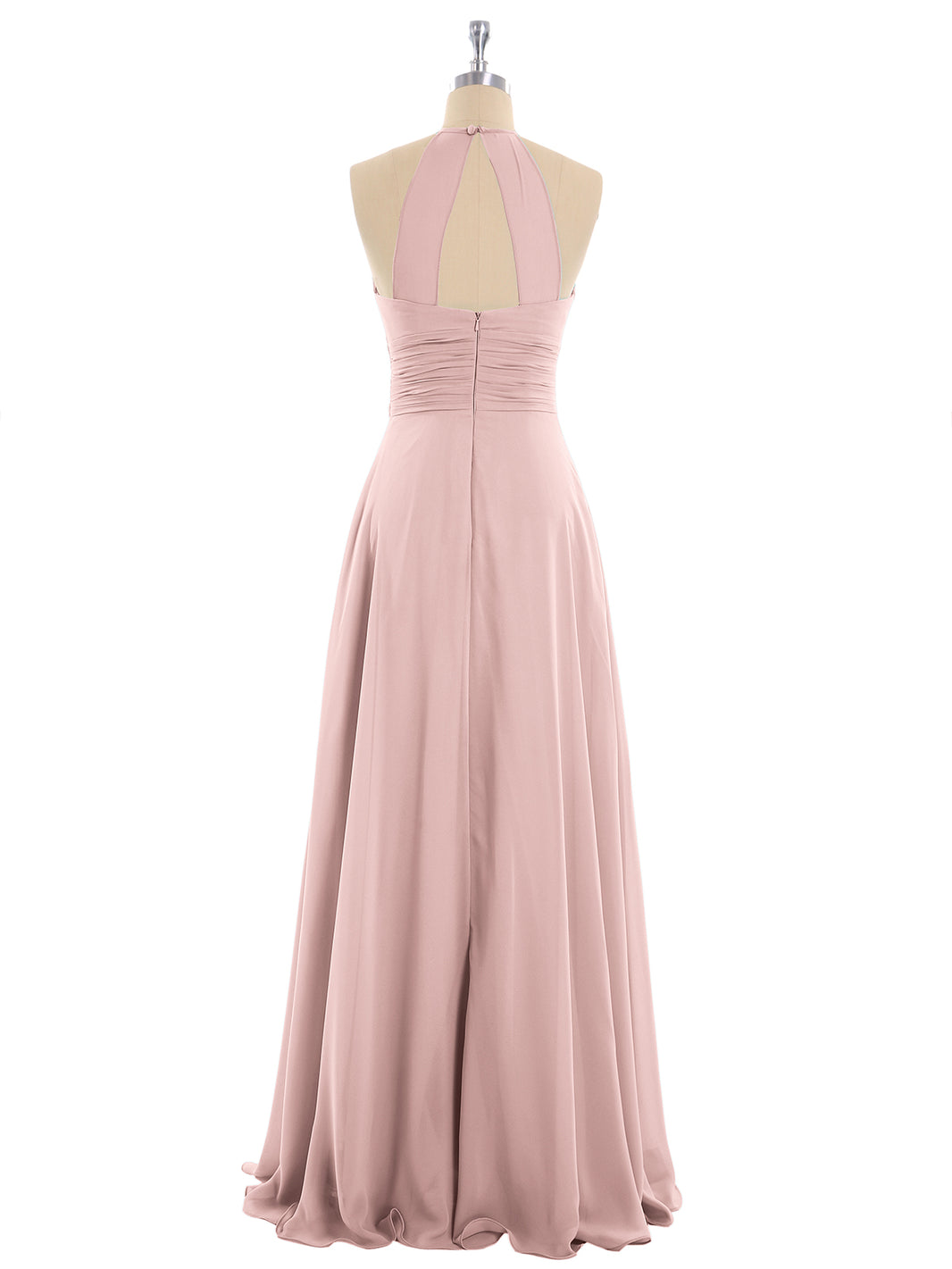 BABARONI Halter Chiffon Maxi Dress of Bridesmaid Dusty Rose, Dusty Rose / US0