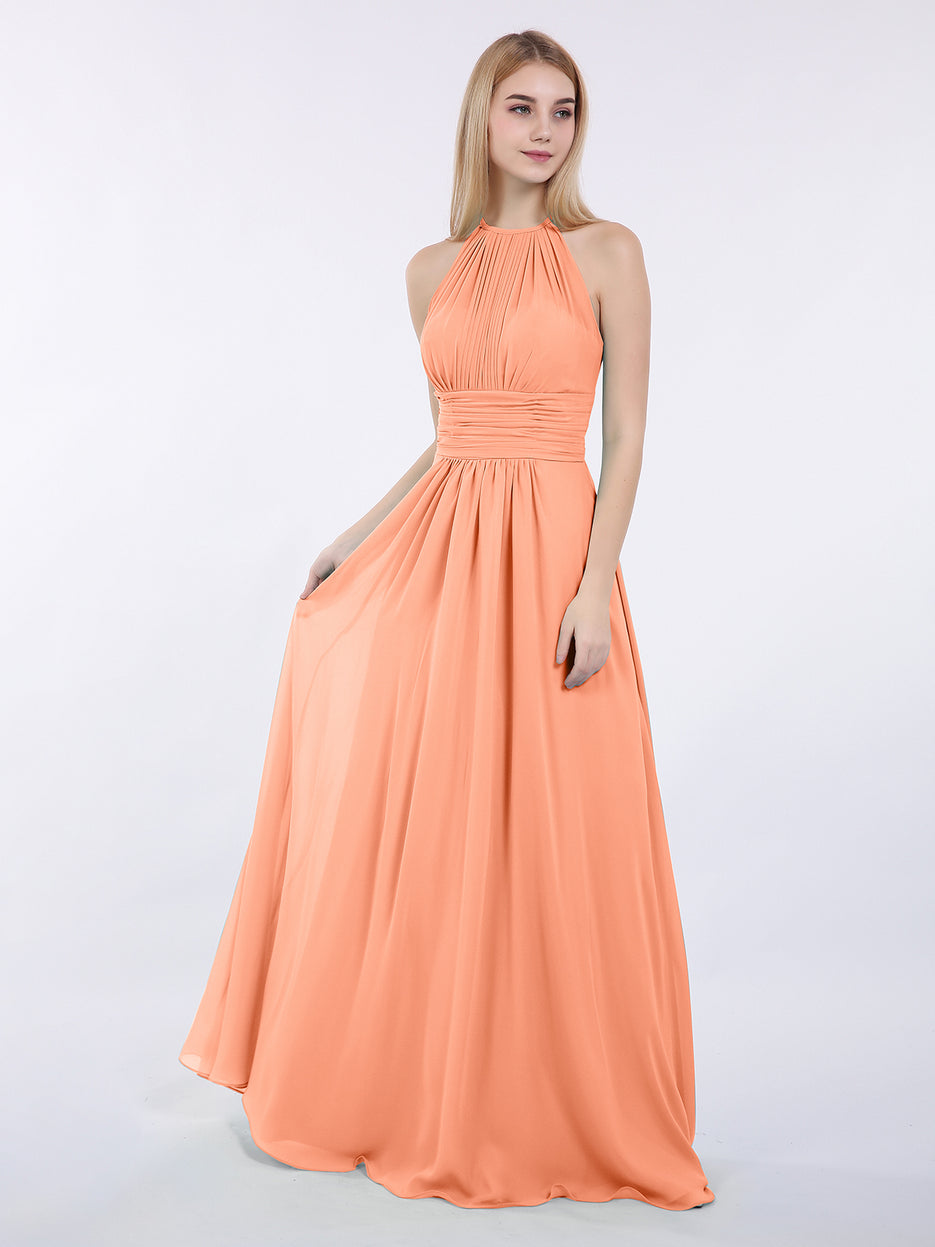 Straplesses Chiffon Maxi Dresses with Bow Papaya main image 1