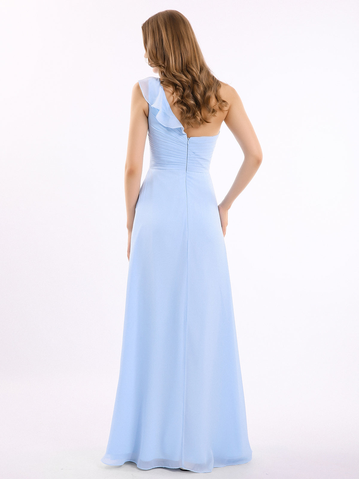 Last Forever Powder Blue One-Shoulder Ruffle Maxi Dress