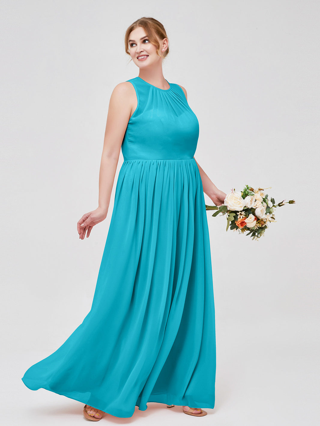 BABARONI Illusion Neck Full Length Bridesmaid Dress Jade, Jade / US0 BABARONI Illusion Neck Full Length Bridesmaid Dress Jade, Jade / US0