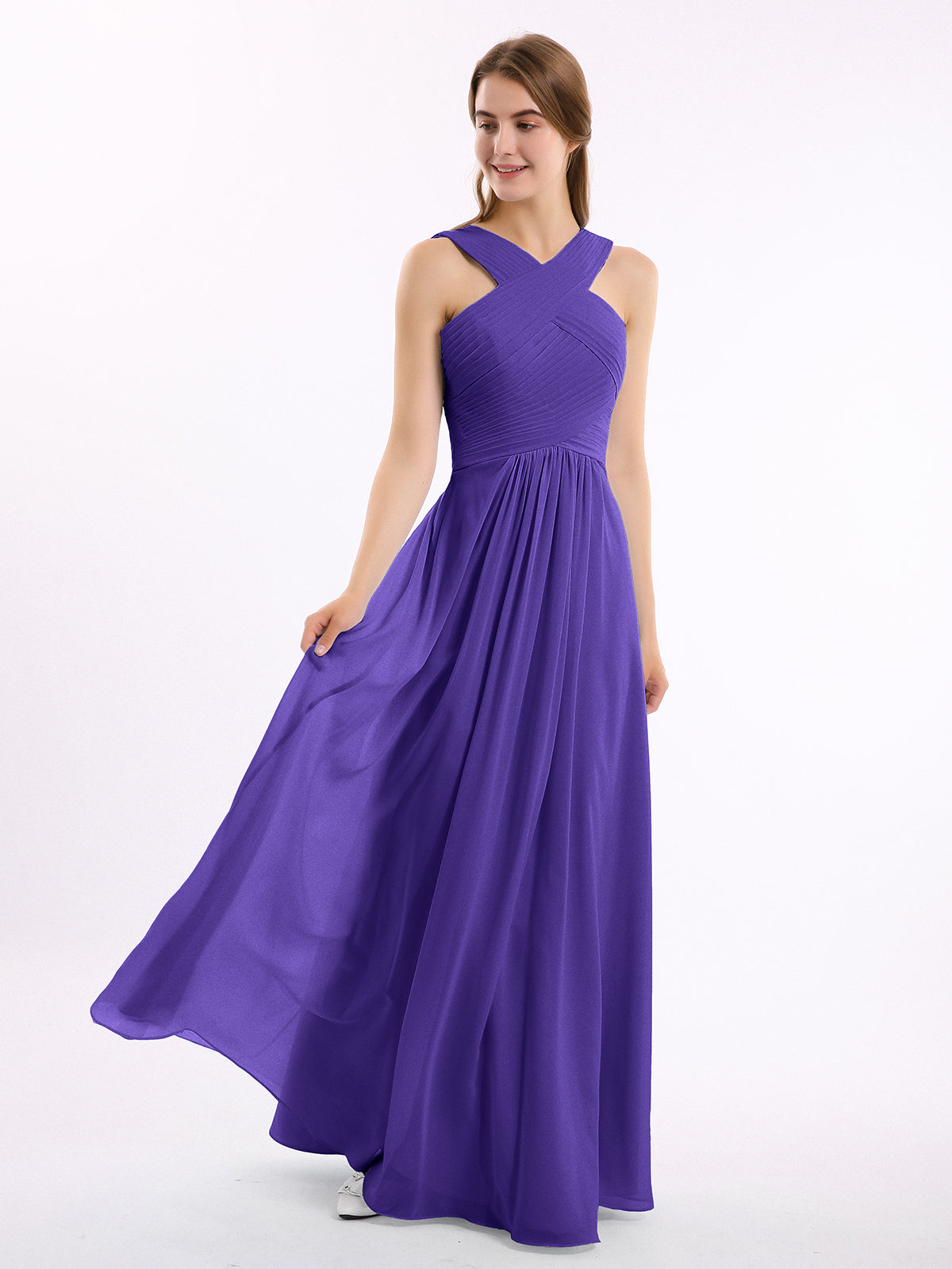 A-line Empire Chiffon Dresses with Spaghetti Straps Regency