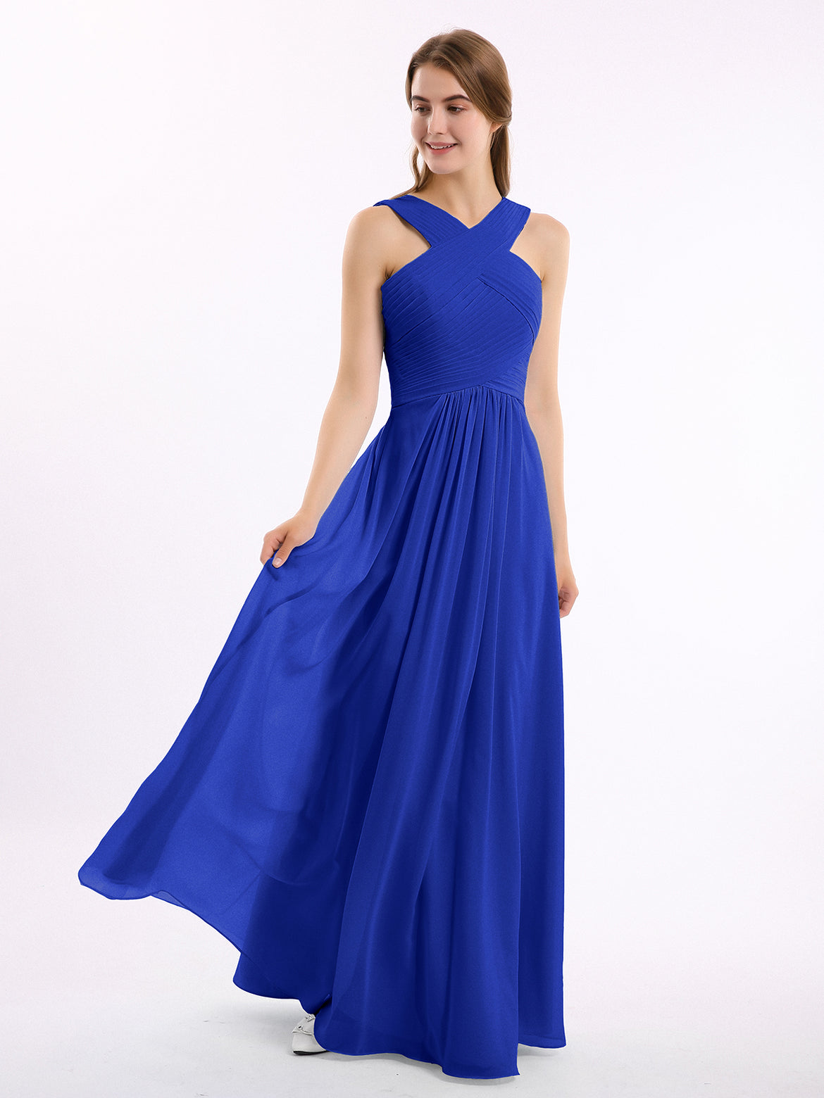 knee length chiffon bridesmaid dresses Watermelon Chiffon Spaghetti Strap Beaded Short Bridesmaid Gown main image 1