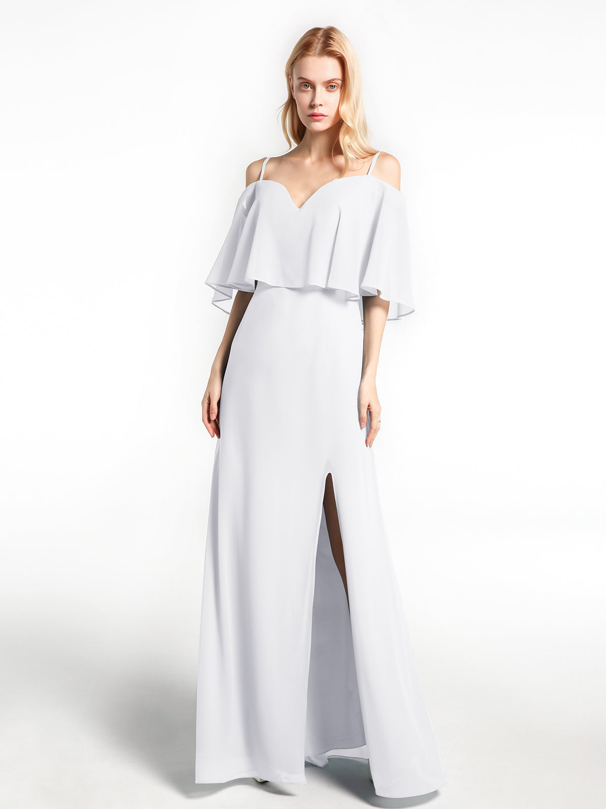 BABARONI Chiffon White Bridesmaid Dresses Sweetheart Floor-length ...