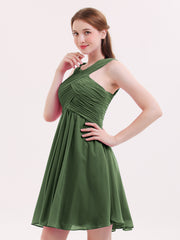 BABARONI Cross Front Empire Waist Short Bridesmaid Dress Olive Green Plus Size, Olive Green / US18 BABARONI Cross Front Empire Waist Short Bridesmaid Dress Olive Green Plus Size, Olive Green / US18
