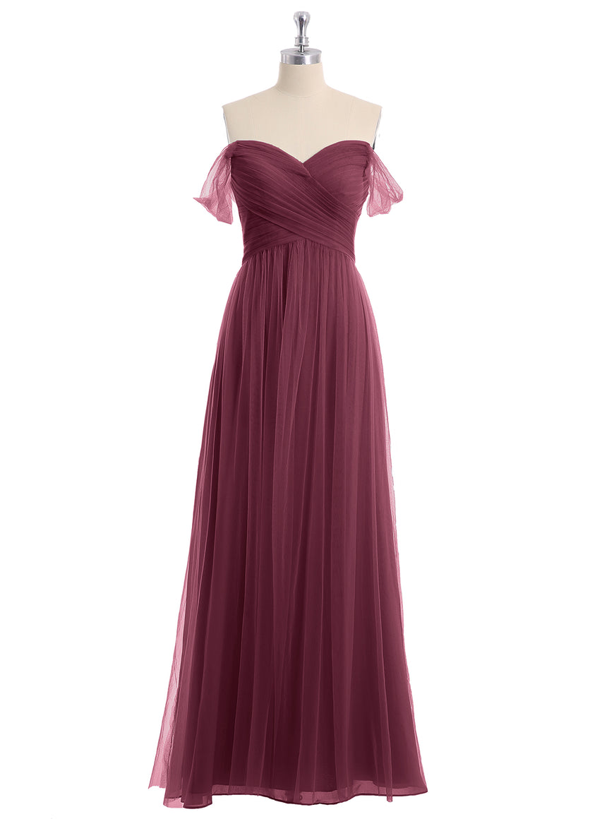 Sweetheart Neck Strapless Tulle Dress with Bow Mulberry