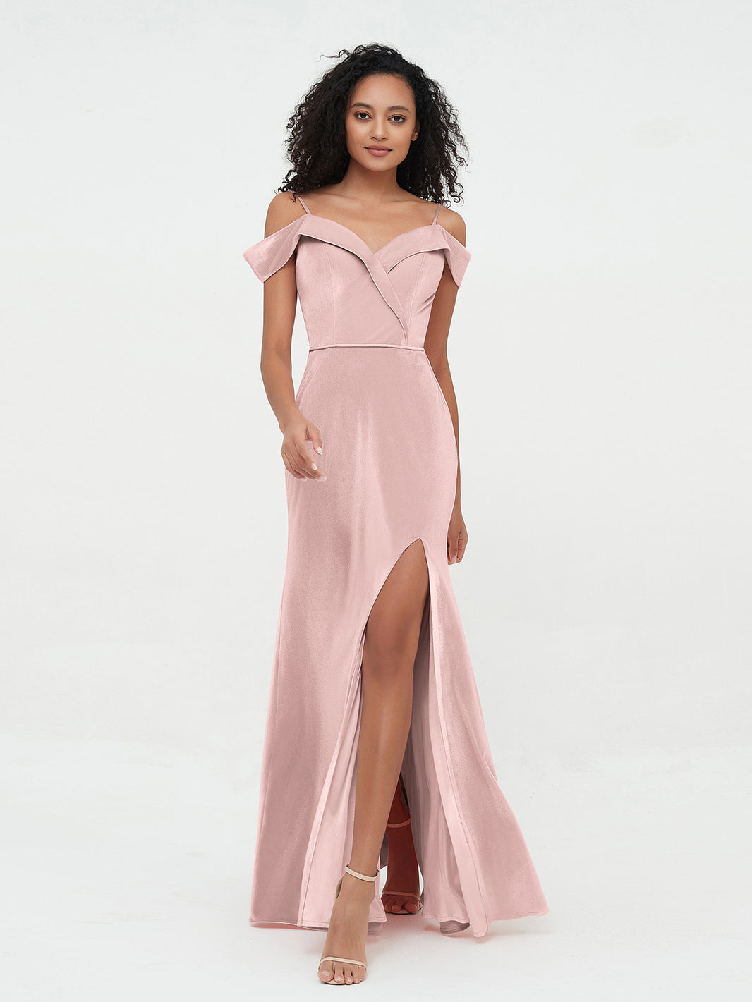 dusty pink dresses for women Dusty Rose Pink Long Lace Formal Dress with Sleeves Dusty Rose / 10 main image 1