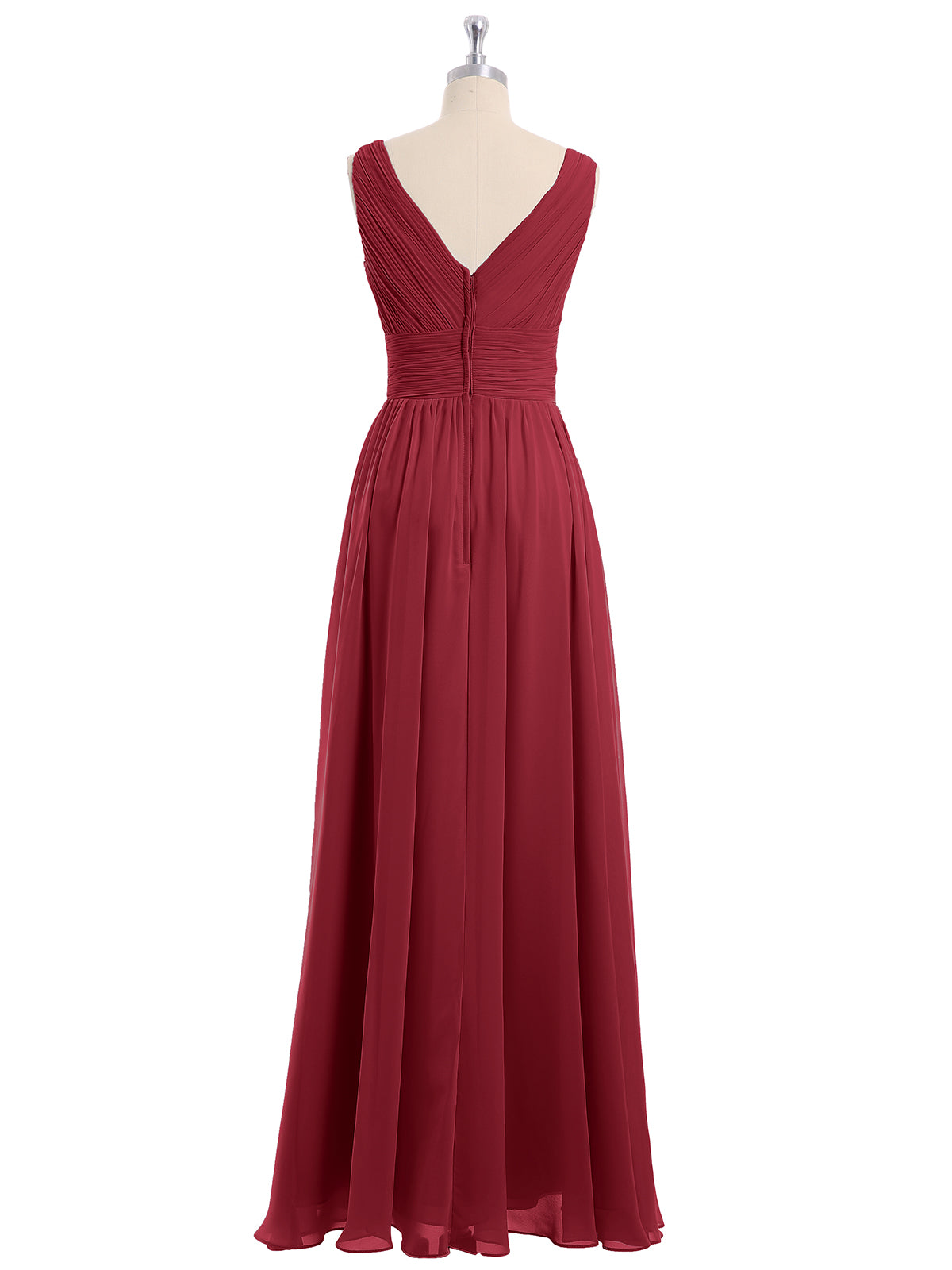 V Neckline Floor Length Chiffon Dresses Gail Burgundy