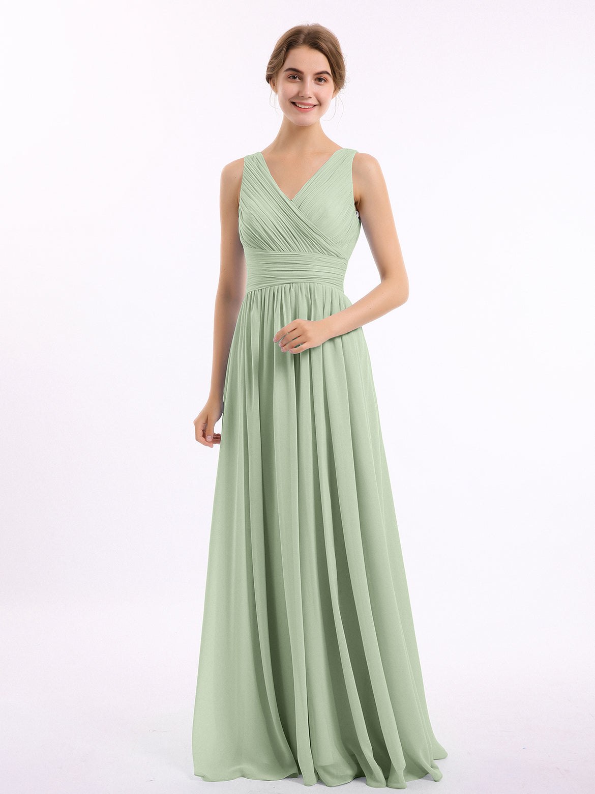 sage green bridesmaid dresses under 50 WEDTREND Women Sage Green One Shoulder Junior Bridesmaid Dress A-Line  Chiffon Long Wedding Guest Dress main image 0