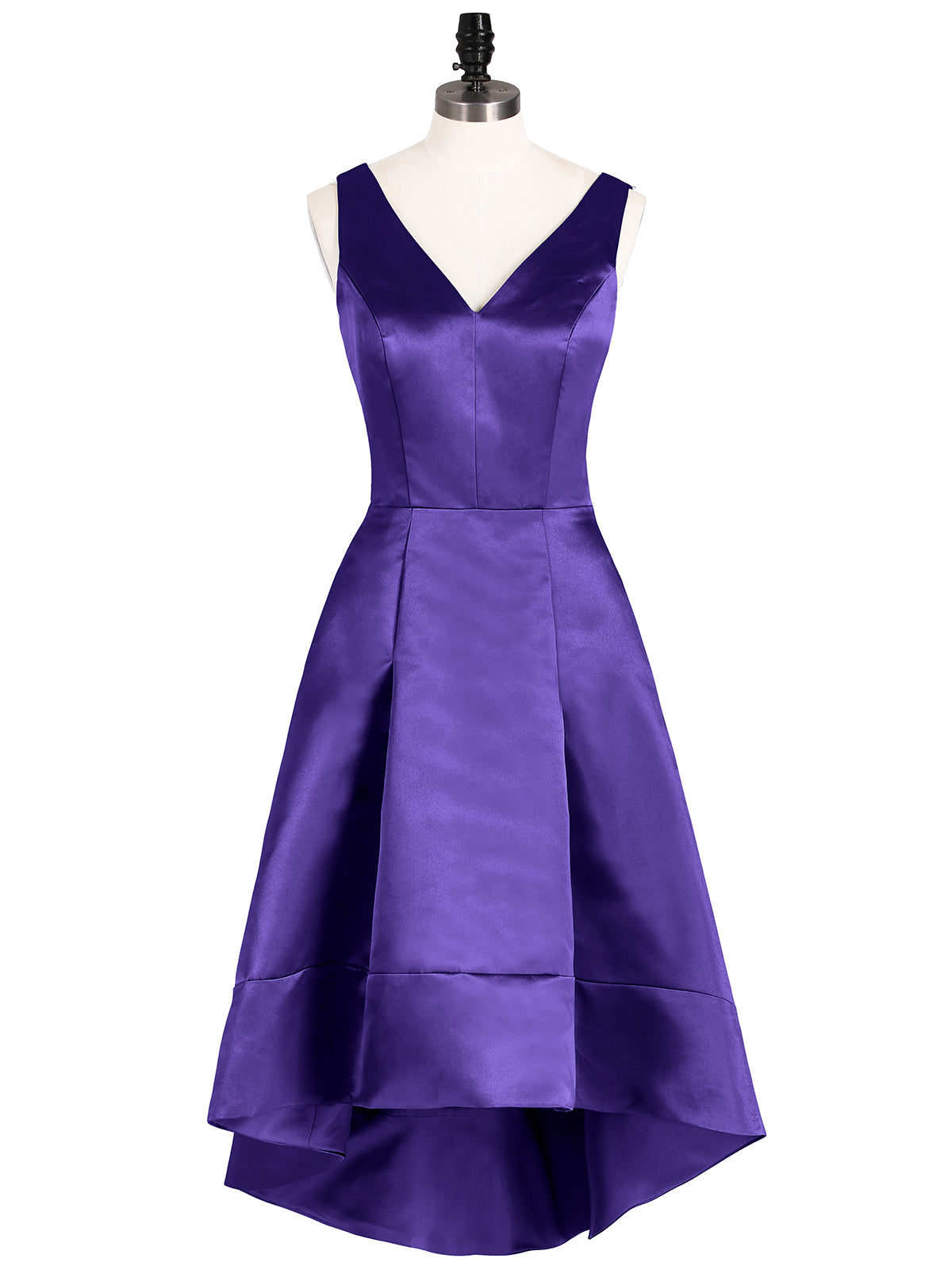 BABARONI Satin Regency Bridesmaid Dresses V-neck Asymmetrical ...
