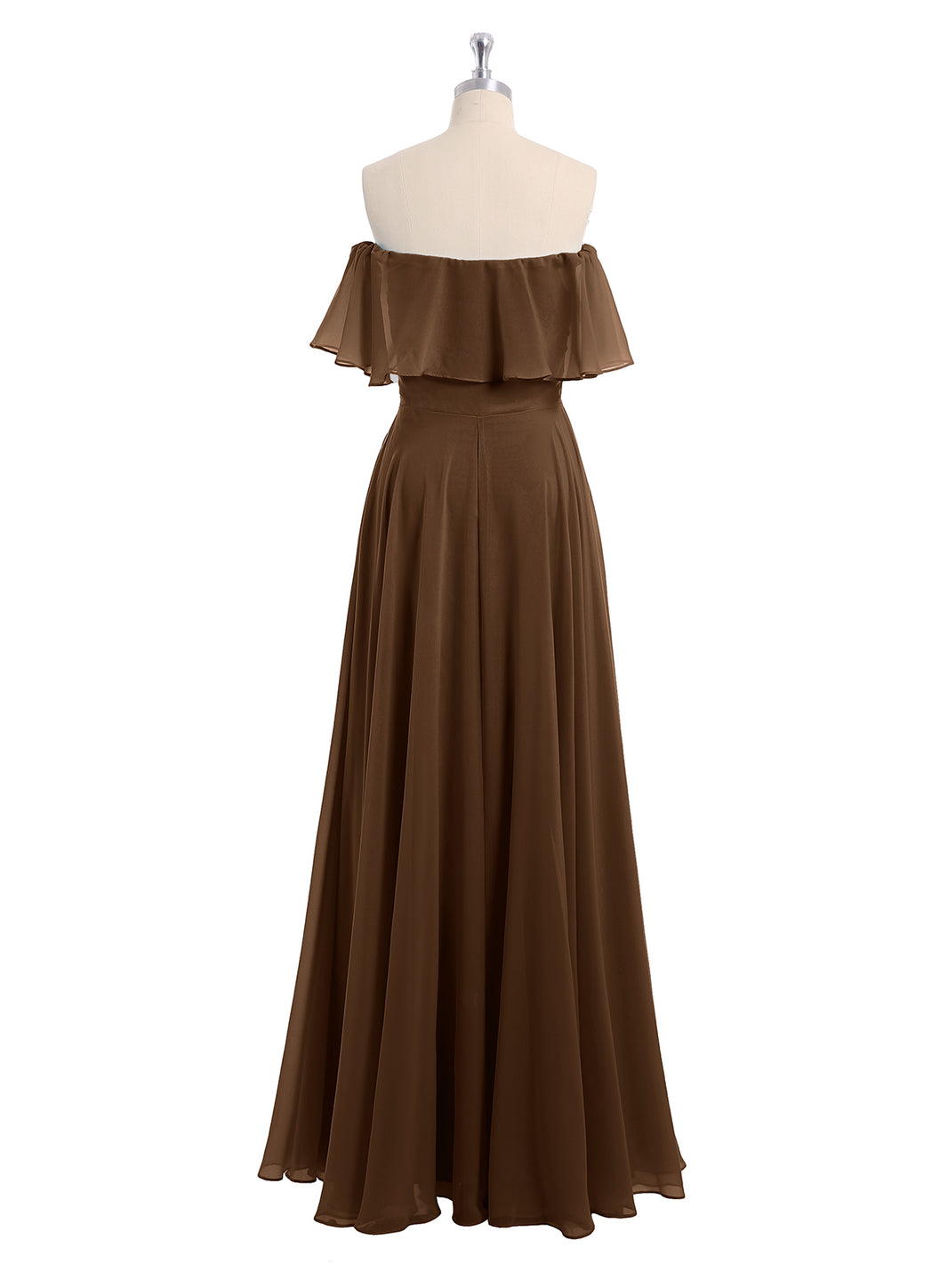 brown off the shoulder dress Josie Off Shoulder Mesh Maxi Dress - Dark Brown