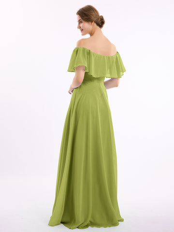 Floor-length Off Shoulder Chiffon Gown Clover