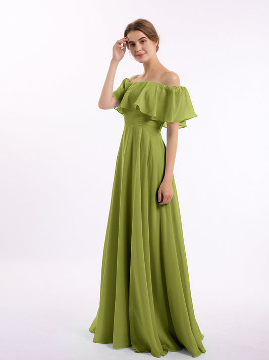 Halter Long Chiffon Dress with Open Back Clover main image 1