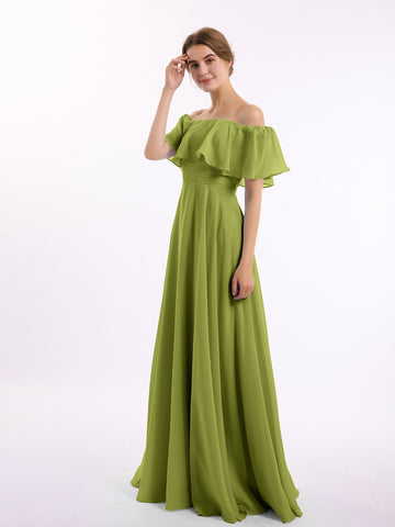 Off the Shoulder Long Chiffon Dresses Clover main image 1