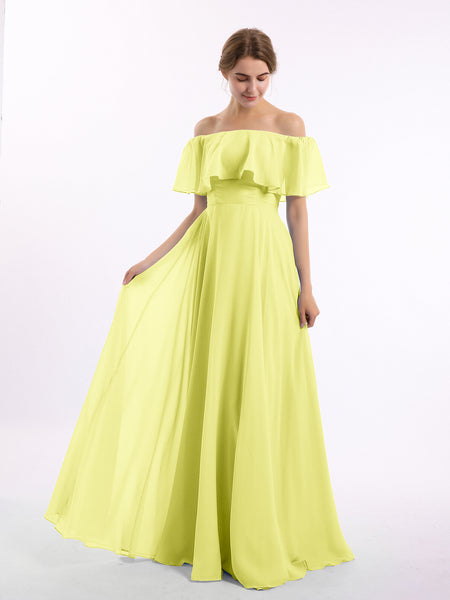 daffodil bridesmaid dresses BABARONI Chiffon Off-the-shoulder Floor-length Short Pleated A-line, Daffodil / US0 Bigersell Sequined Dresses for Under $499 These bridesmaid dresses feature Color:Picture Color - Style A
