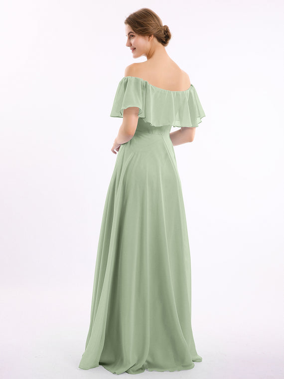 Lace Top Chiffon Skirt Maxi V-neck Dress Lemon
